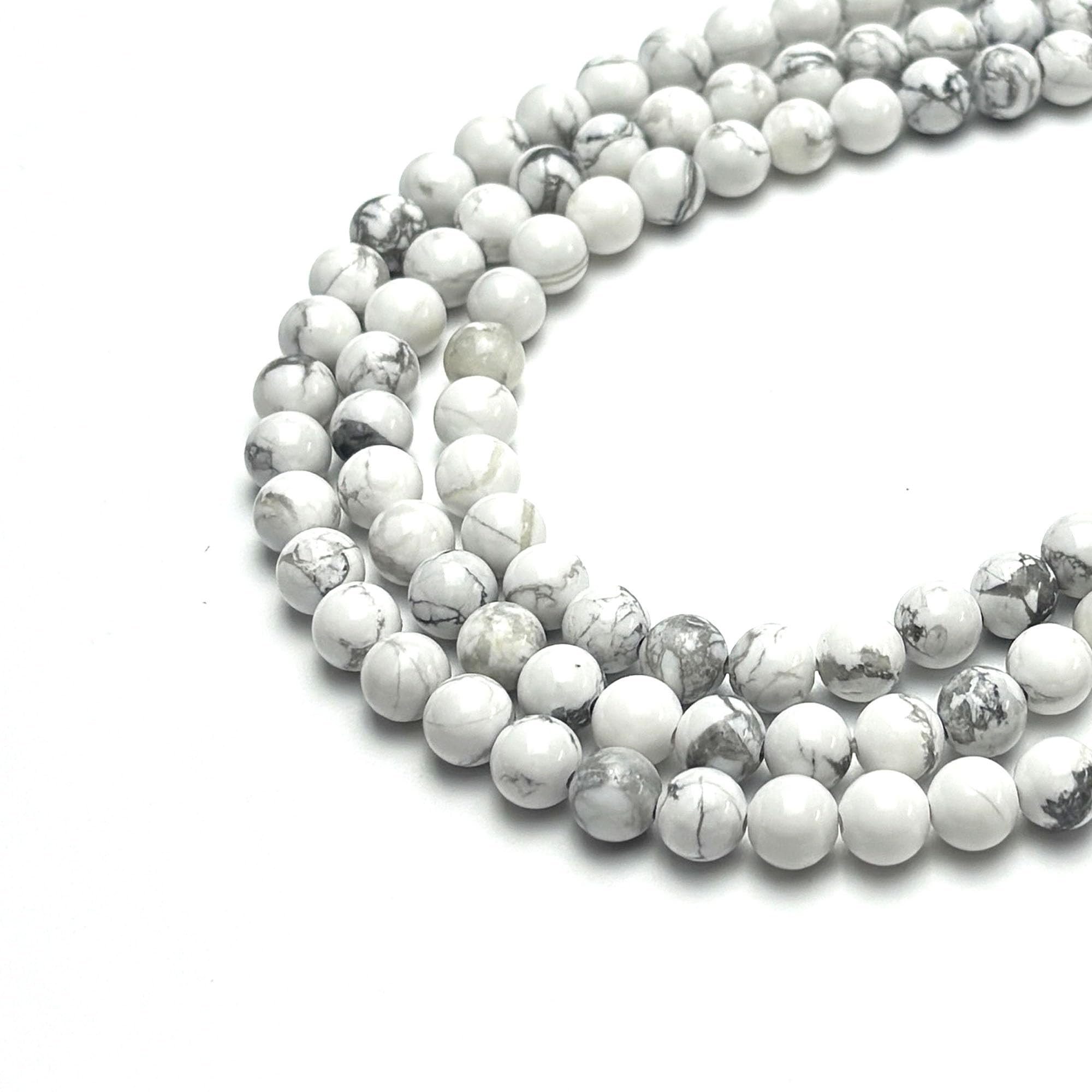 6mm White Howlite Stone Beads for Bracelets Making, Gemstone Beads for Jewellery Crafting (55~60Pcs)