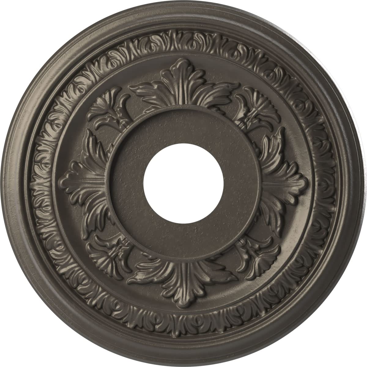 Ekena Millwork CMP16BADST Baltimore Thermoformed PVC Ceiling Medallion (Fits Canopies up to 6 1/2"), 16"OD x 3 1/2"ID x 1"P, Universal Aged Metallic Weathered Steel
