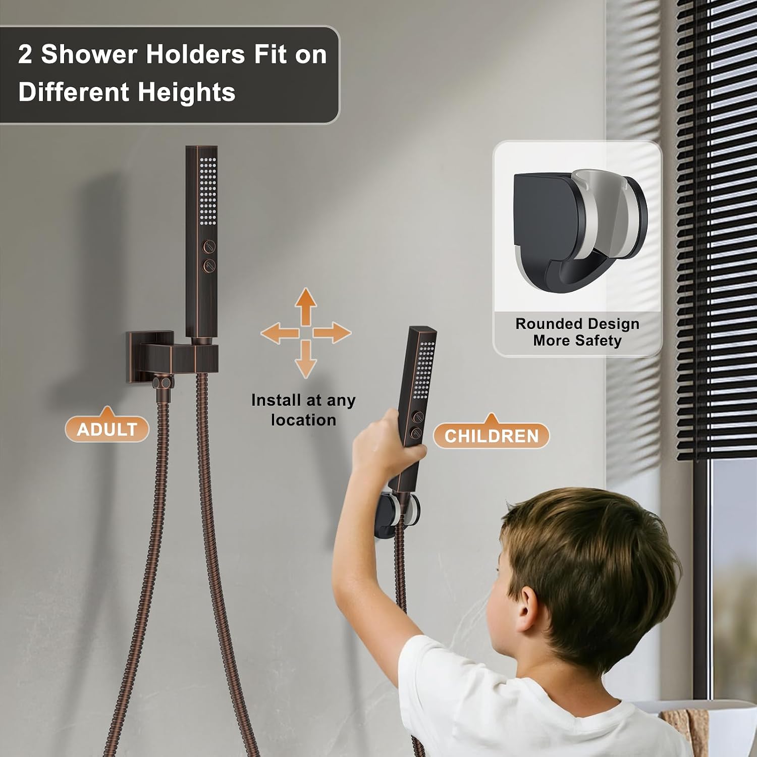 Shower Faucet Set, Wall Mount Shower System 12 and 6 Inch Dual Shower Head Set with 2 in 1 Handheld Spray Rain Shower Faucet with Rough-in Valve and Shower Trim Kit, Oil Rubbed Bronze