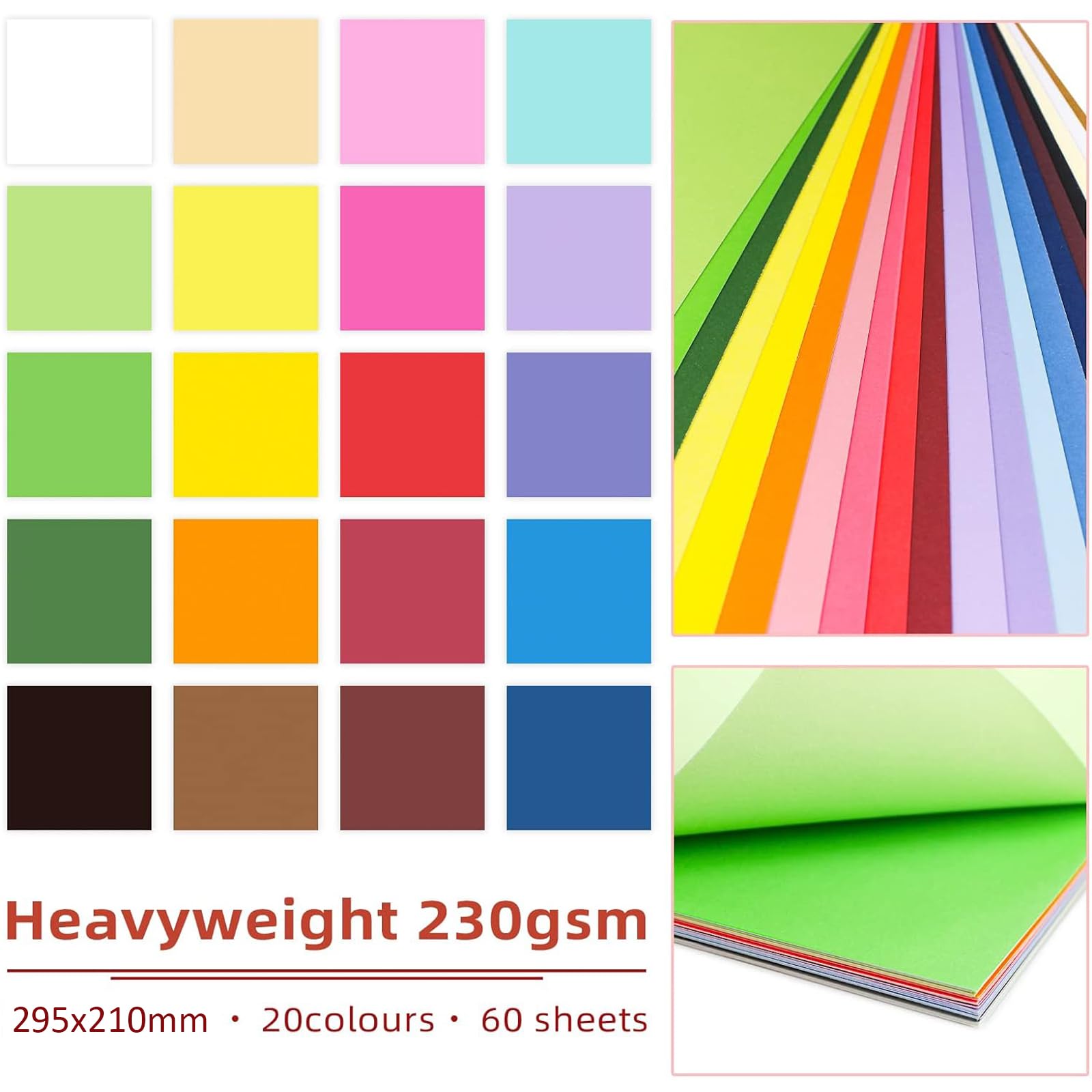 Farbiges Kartonpapier A4 – 40 Blatt, 180 G/m², Für Drucker, Basteln, Scrapbooking & Kartenherstellung