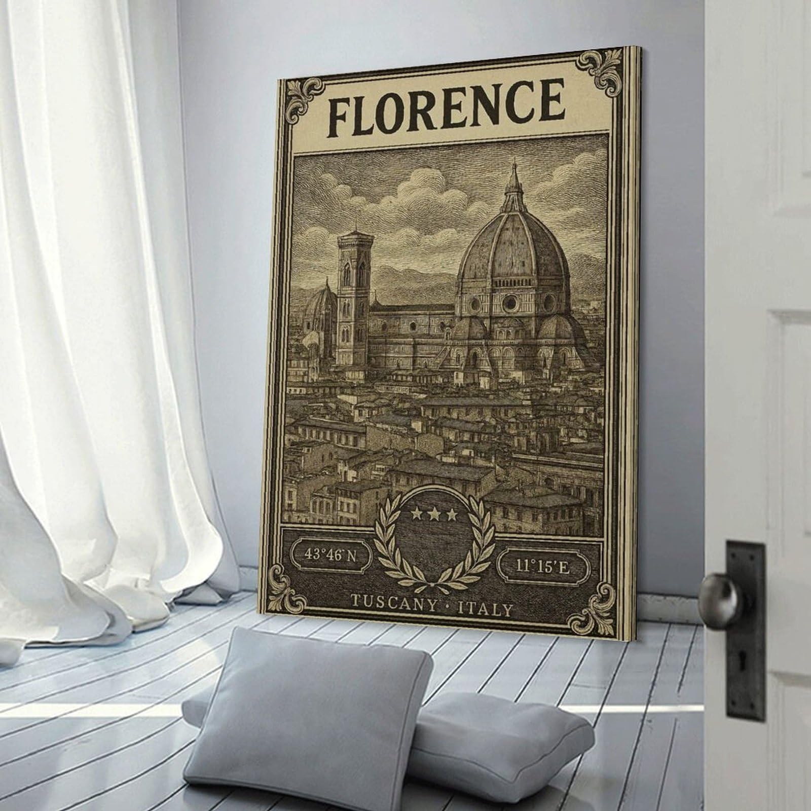 Junmoney Florence, Italy Vintage Travel Home Decor Wall Art, 20x30inch(50x75cm), for Home Walls, Creative Rooms Or Shared Spaces, An Adaptable Decor Piece for Home Use
