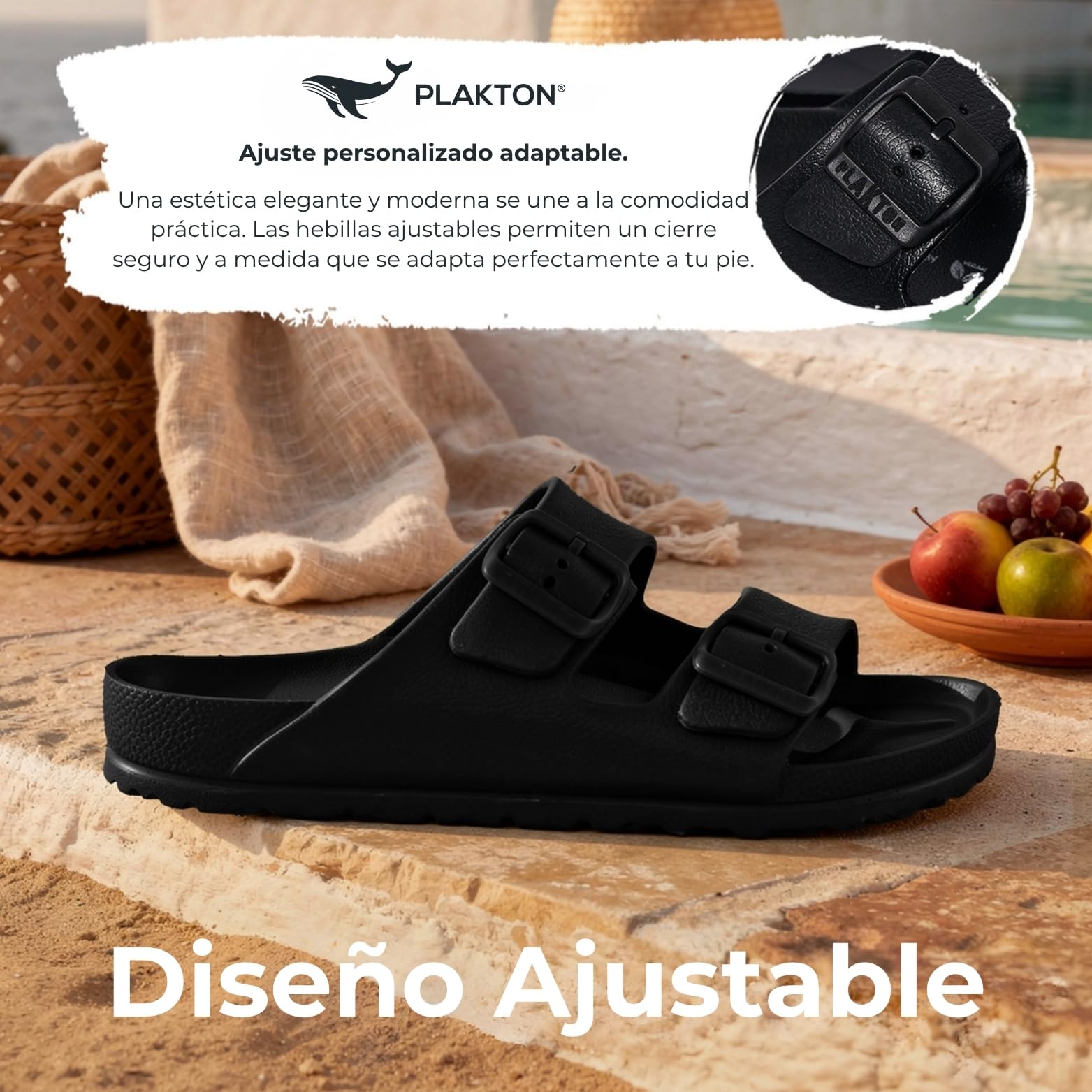 PLAKTON Swim Wanda Black Sandalias Hombre Mujer Impermeables Antiolor Antibacterianas Playa Piscina Verano 35-47