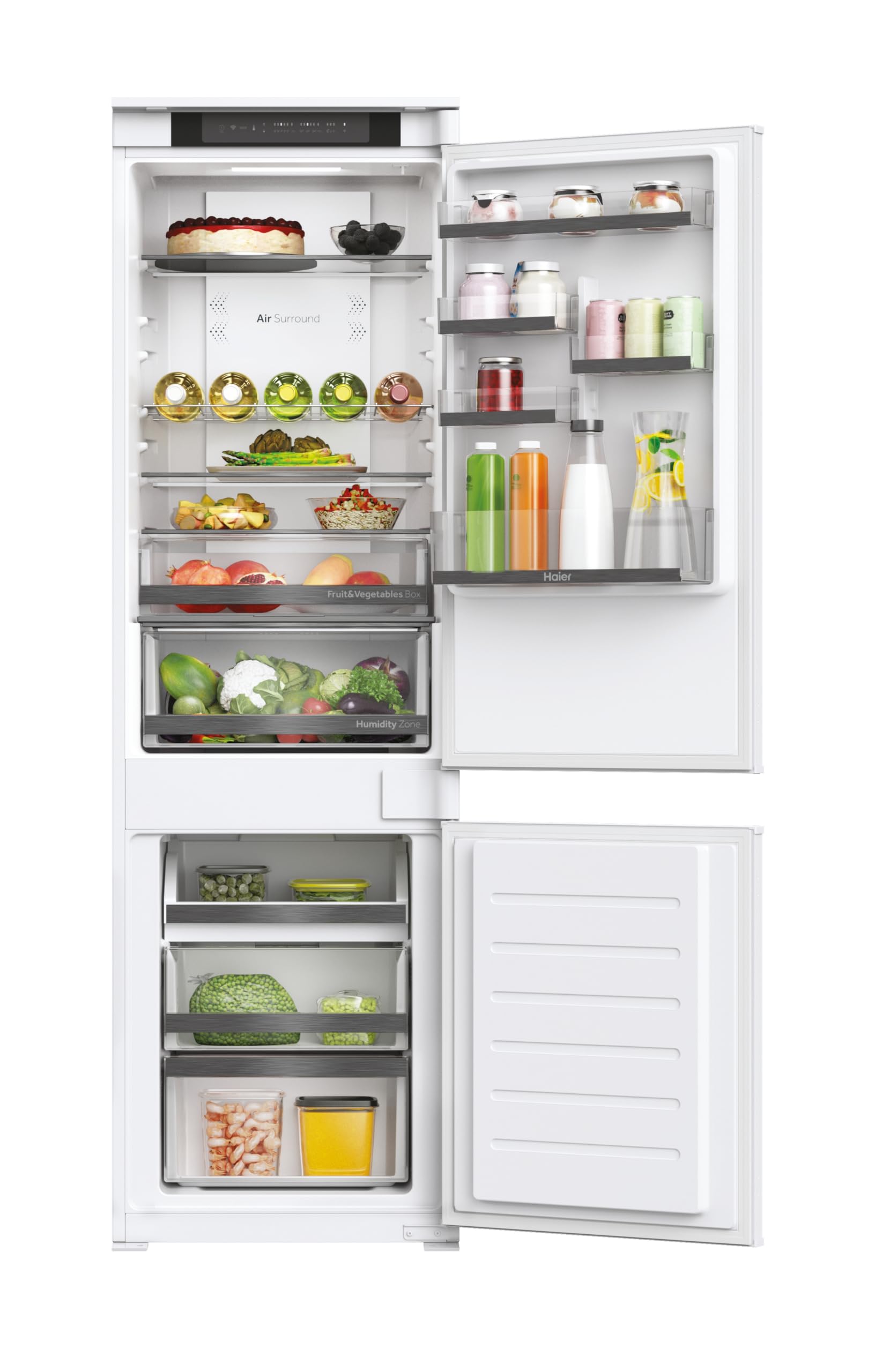Haier HBW5518EK-1 Integrated Total No Frost Fridge Freezer 248L Total Capacity, 70:30 split, White, E Rated