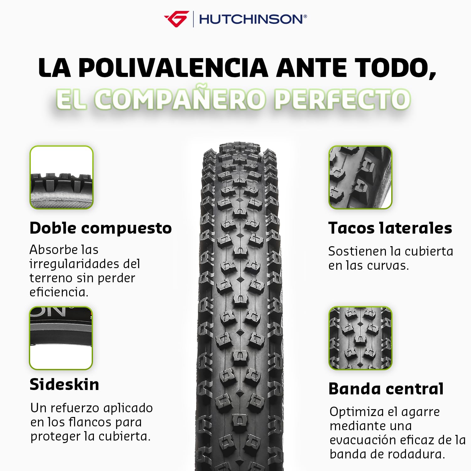 Hutchinson - Toro XC - Cubierta MTB - Cycling - Ideal para terrenos Húmedos y con Barro - Varillas Flexibles - Negro - Tubeless Ready