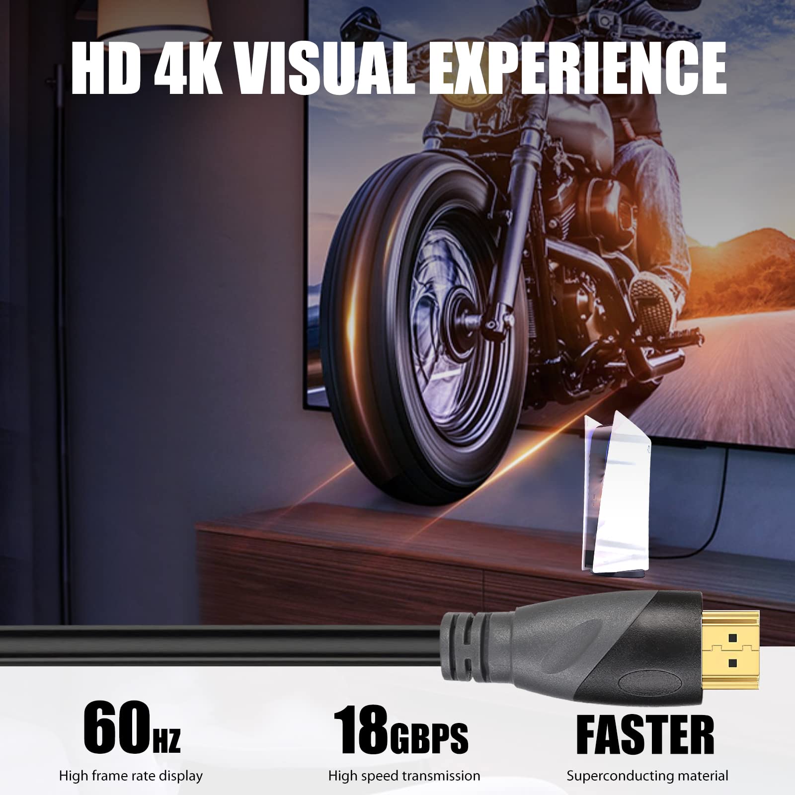 Cavo HDMI 30FT Alta Velocità Hdmi Cavi 4K 60Hz 2K 1080P Full HD HDMI 2.0 18Gbps Connettori placcati in oro 26AWG Ethernet/HDR/ARC/HDCP 2.2 Compatibile con Monitor Laptop PS5 PS4 Xbox Switch Fire TV