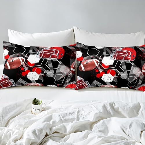 Miniatura 4 de Funda de edredón de fútbol americano, juegos de ropa de cama de rugby para niños, niñas, adolescentes, juegos de pelota y deportes, funda de edredón