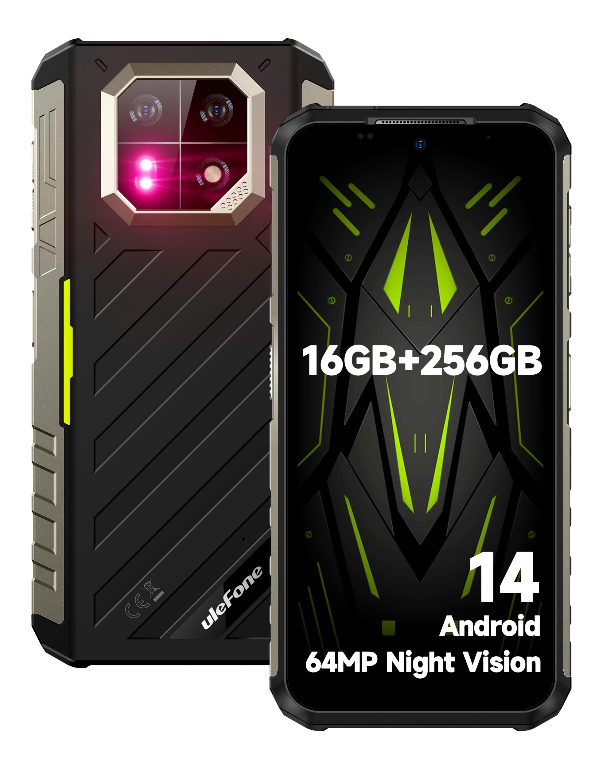 Ulefone Armor 22 telefono robusto, 16 GB (8 GB + 8 GB) di RAM, 128 GB / 256 GB di ROM, smartphone Android 14, NFC 64 MP visione notturna 4G telefono cellulare  509
