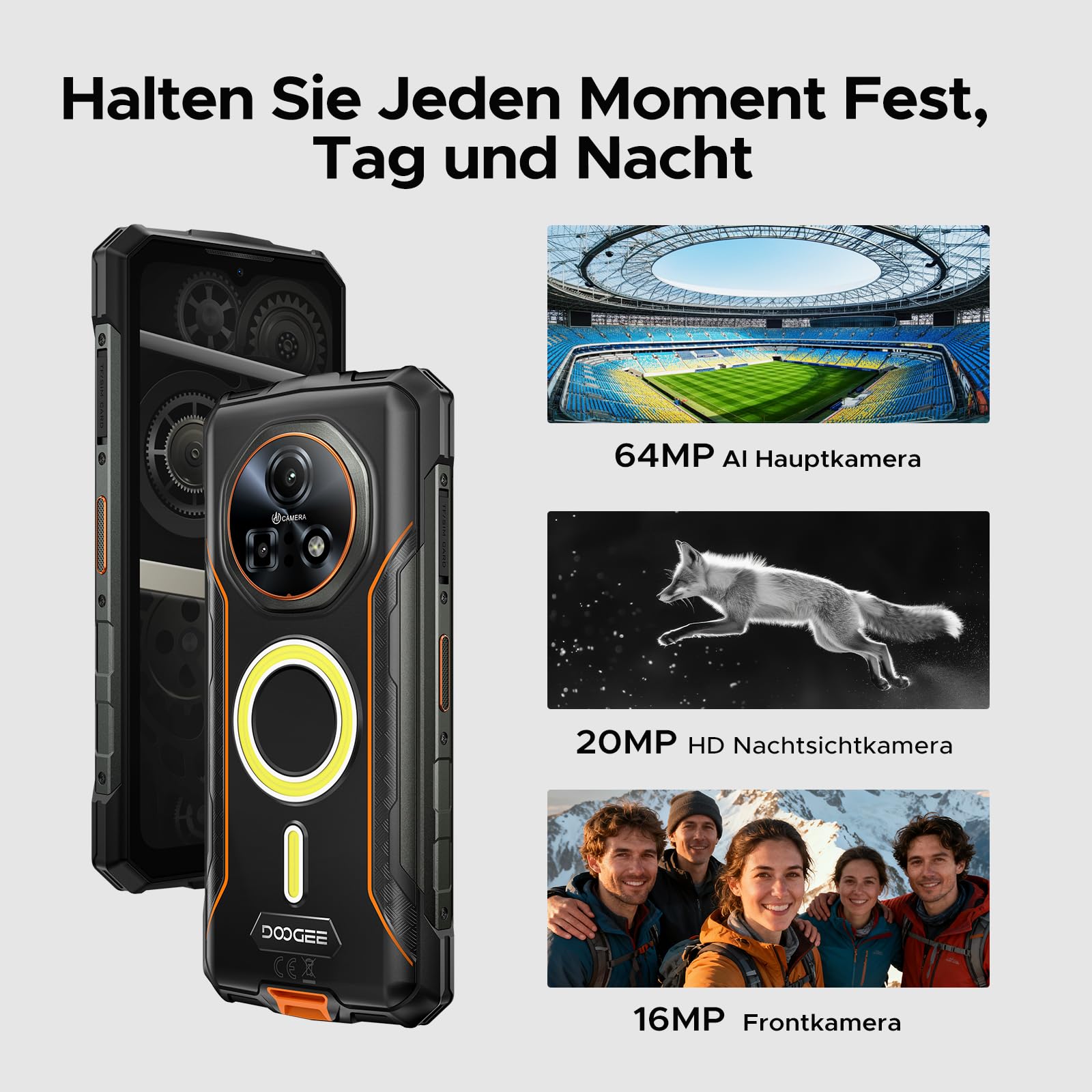 Fire 7 Pro Outdoor Mobile Phone Without Contract 1200LM Dual Camping Lamp AI 5G, Walkie Talkie, 13000mAh, Outdoor Smartphone 32GB+256GB, 6.6 Inch 64MP 3 Card Slot/Face ID/OTG/NFC