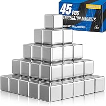 45 Pack Rare Earth Magnets, 8x8x8mm Neodymium Magnet, Rare Earth Magnets Strong, Heavy Duty Magnets for Industrial,Tool Room,Kitchen