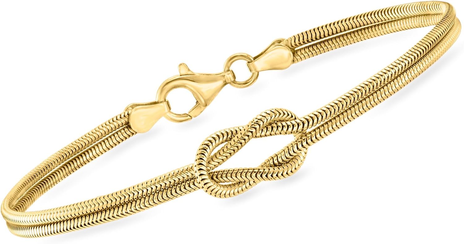 Pure Collection by Ross-Simons Italian 18kt Gold Over Sterling Knot Snake-Chain Bracelet