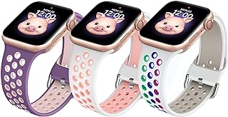 BlackPro for Kids Apple Watch Band, Waterproof Silicone Strap for Boys Girls, Compatible with Apple Watch Series 7/6/5/4/3/2/1/SE 38mm 40mm 41mm & 42mm 44mm 45mm (38/40/41mm, PurplePink+WhitePink+Rainbow)