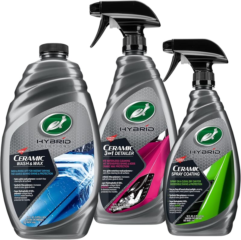 Hybrid Solutions Ceramic Wax Coating, Ceramic Wash, and Ceramic Detailer Combo Pack- Ultimate Protection and Water Repellancy for Car Paint