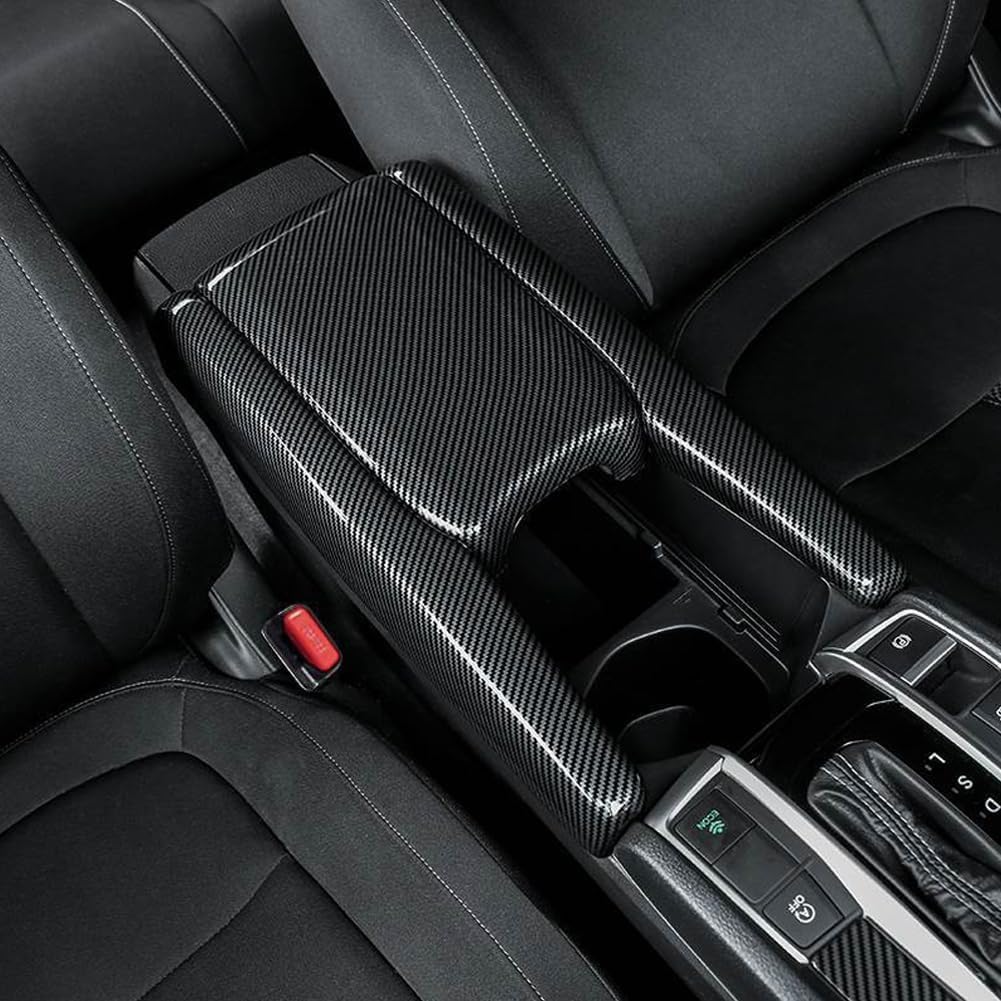 Armrest Box Cover Car Interior Center Console Box 3PCS Storage Box Trim Covers Auto Interior Accessories Compatible for Honda Civic 10th Gen 2016 2017 2018 2019 2020 2021 (Carbon Fiber Style)
