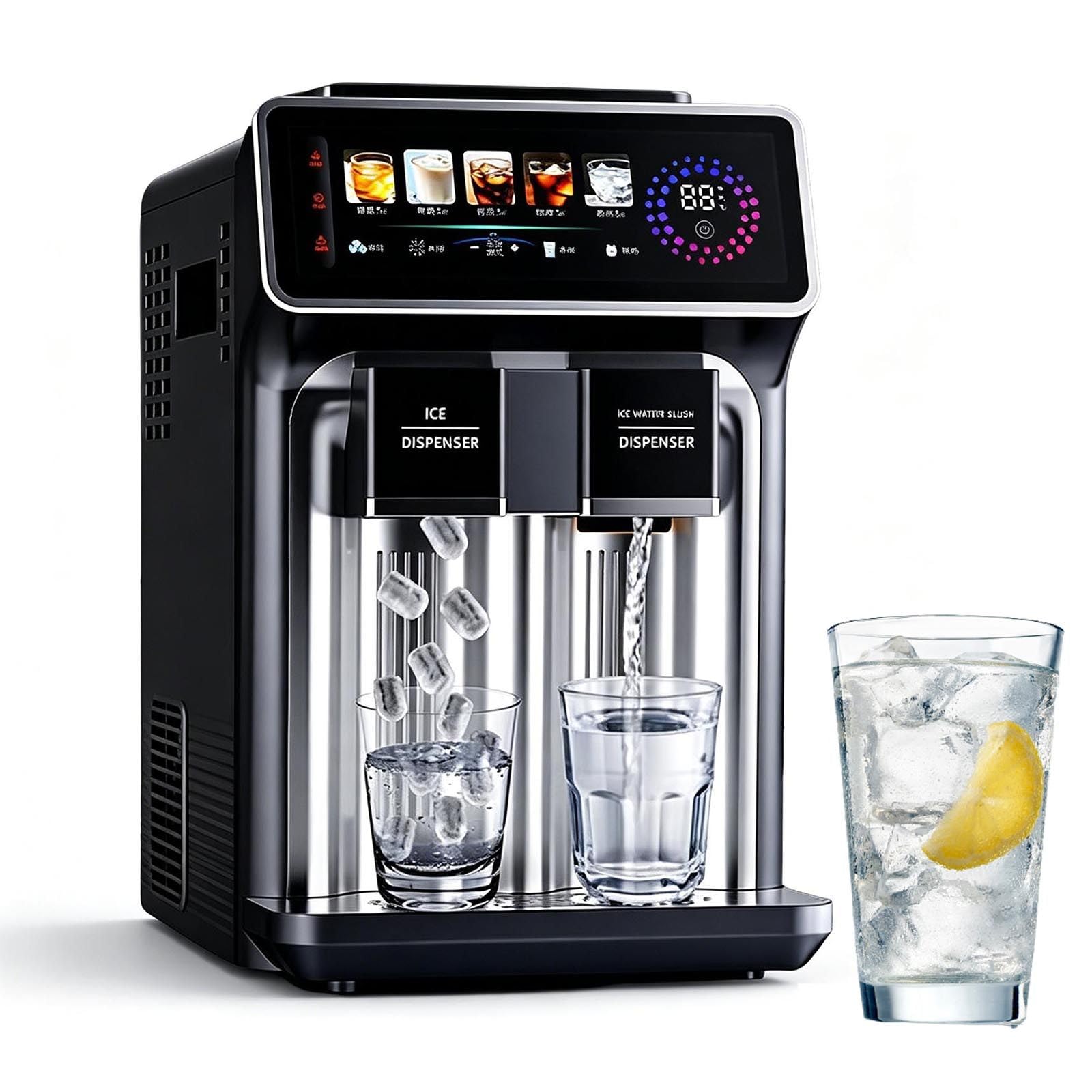 Máquina de Hielo 3 en 1 para encimera (1,5 L) con llenado automático de Agua; Produce 12 Cubitos en 6-10 Minutos y prepara Batidos en 30 Segundos. Ideal para Cocina, Oficina o Bar