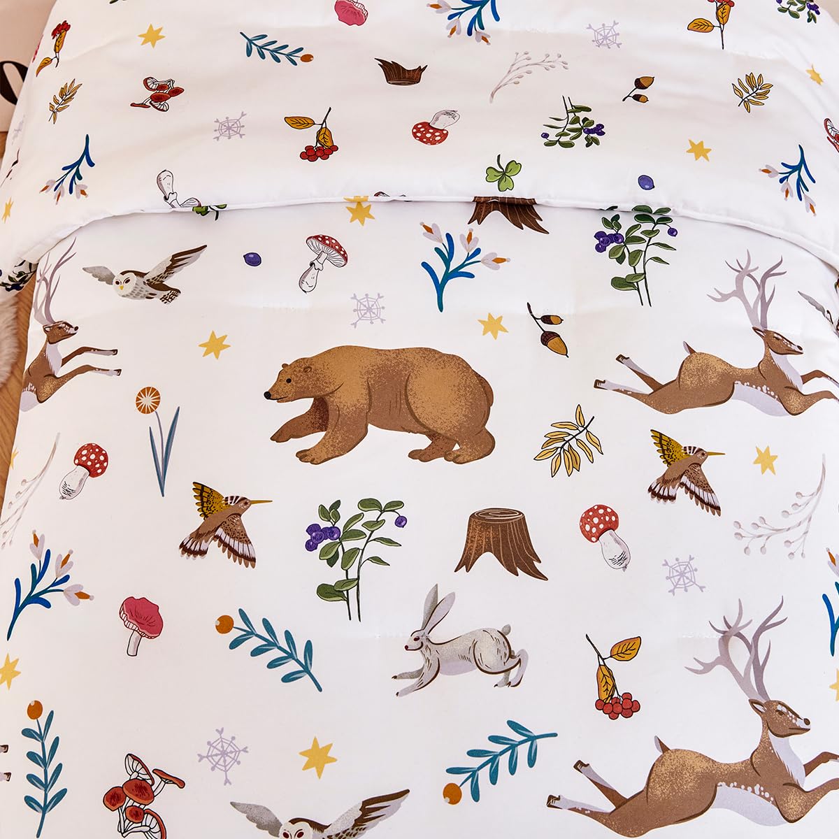 STYHO Boys Duvet Cover Set Single Size 2 Pieces Reversible Animal Bedding Set for Kids Teens Soft Microfiber Forest Animals Theme Children’s Quilt Cover(Animal - Image 4