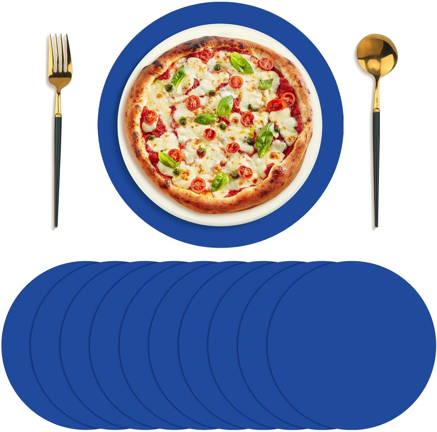 100 Pcs Paper Placemat Disposable Placement Mats for Dining Table Bulk Paper Round Mats Place Decorative Table Mats for Wedding Banquet Party (Navy Blue, 13 Inch) 13 Inch Navy Blue