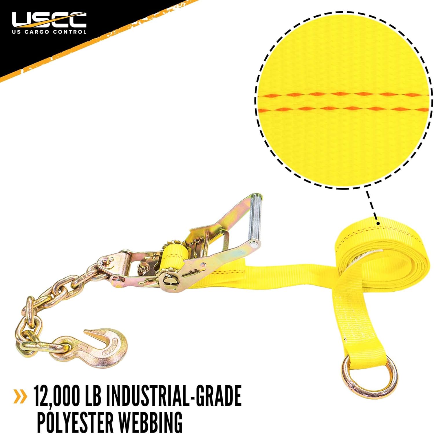 🔥 Flash Sale US Cargo Control Side Mount Wheel Net with Ratchet and Chain Extension - Easy to Use Wheel Strap for Vehicle Tie Down Applications - Working Load Limit of 3,333 Pounds - 4 Pack