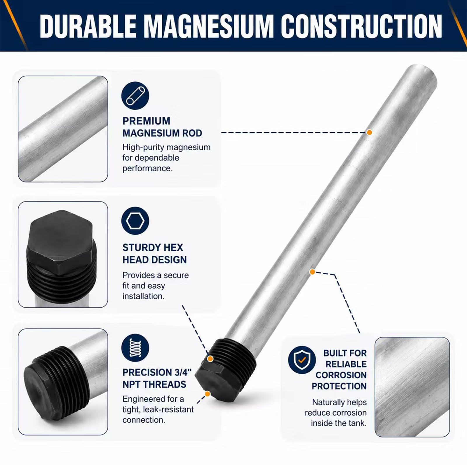 Illatary – Motavation 3Pack 232767 Magnesium Anode Rod 9.25 x 3/4 NPT for RV Water
