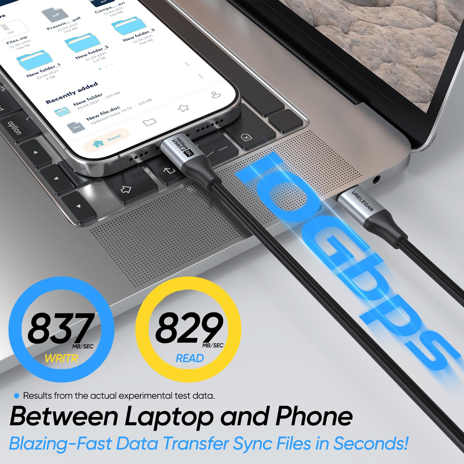 USB C Display-Kabel 8K @ 60Hz USB C auf USB C-65W PD Laden, USB 3.1 Gen 2-10Gbps Typ C Datenübertragung, 0,5 m, 2er-Pack USBC kurzes Kabel für iPhone 16/15/iPad/CarPlay/Drohnen/SSD/tragbarer