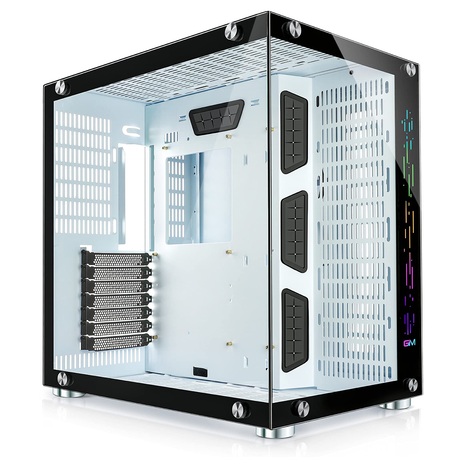 GIM ATX MidTower Case White Gaming PC Case 2 Tempered Glass Panels