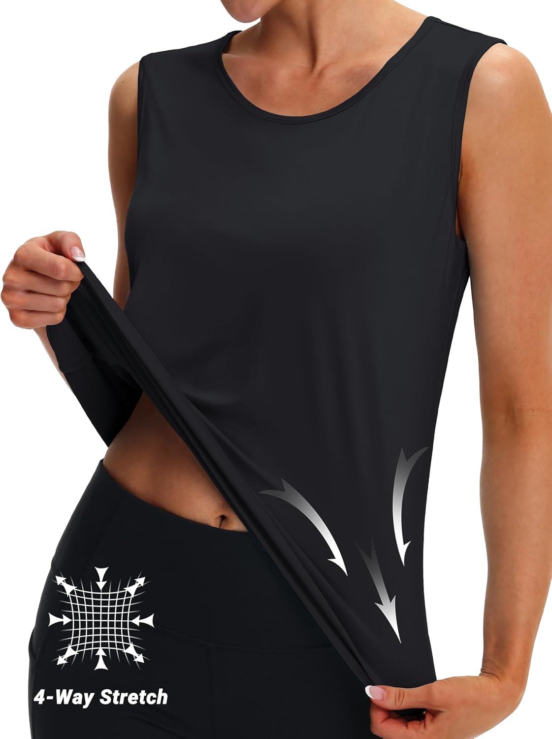 MAGCOMSEN Women's Workout Tank Top Athletic Muscle Sleeveless Crew Neck Shirt UPF 80+ Moisture Wicking Gym Running