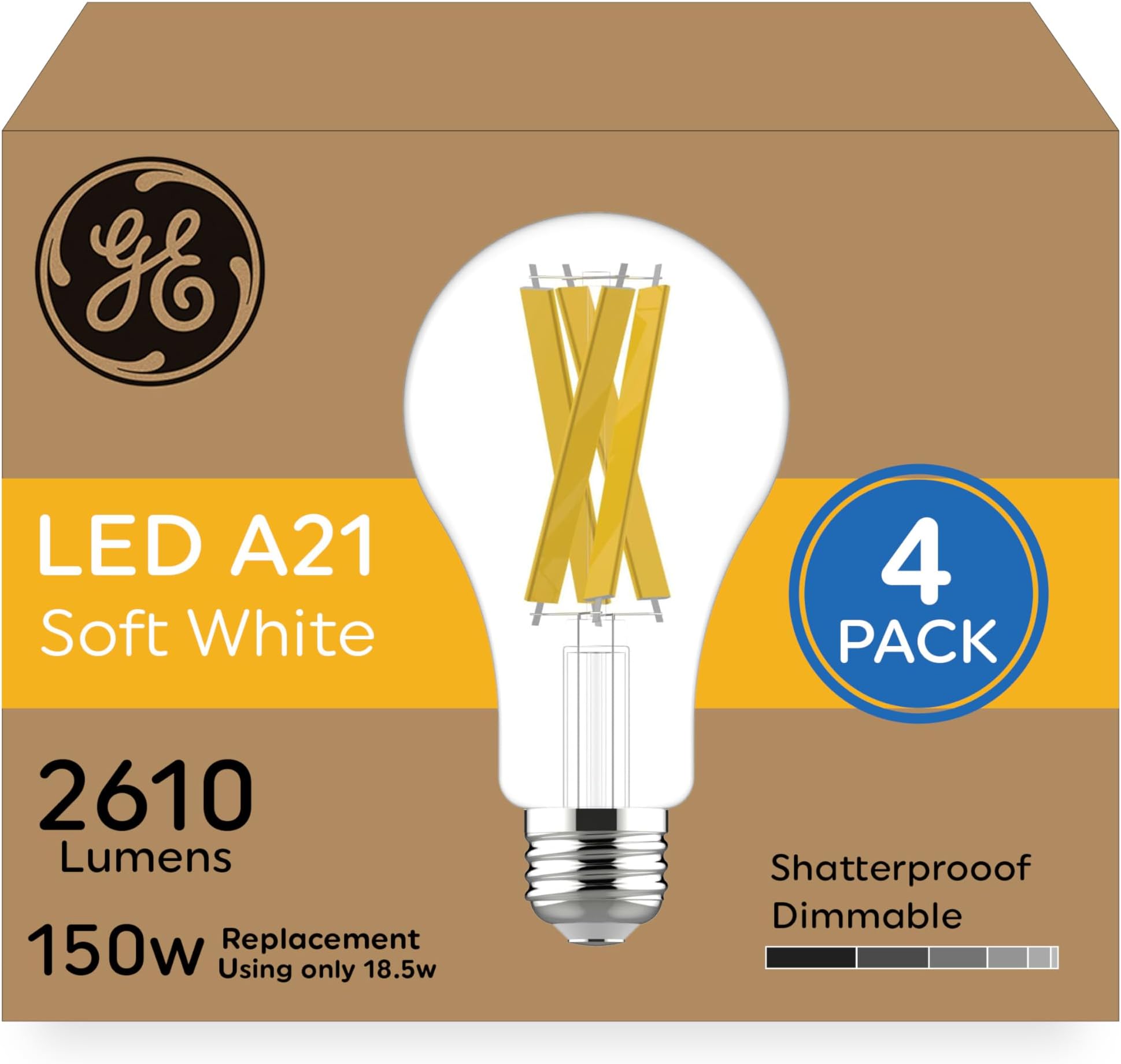GE Ultra Bright 150Watt EQ A21 Soft White Medium Base (E26) Dimmable