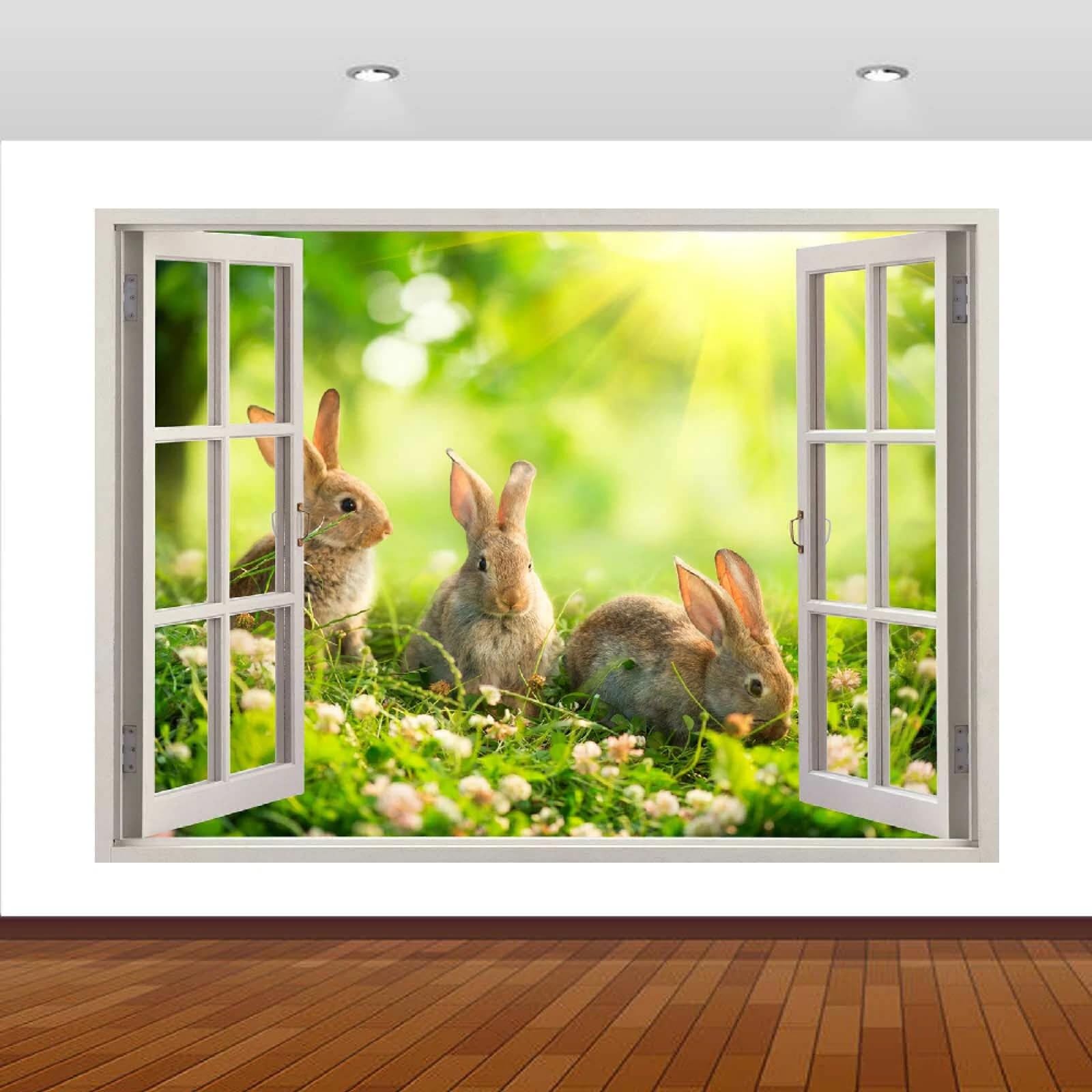 Vinilos Decorativos 3D Rotos Conejo Tatuaje de pared vinilo extraíble decoración del hogar Calcomanías impermeables para Guardería Habitación Decoración de pared 70x122cm