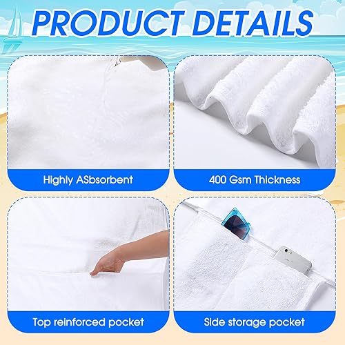 Miniatura 3 de Funda de algodón suave para silla de playa, toalla para tomar el sol, viajes, tumbona, con bolsillos laterales y superiores, para piscina al aire