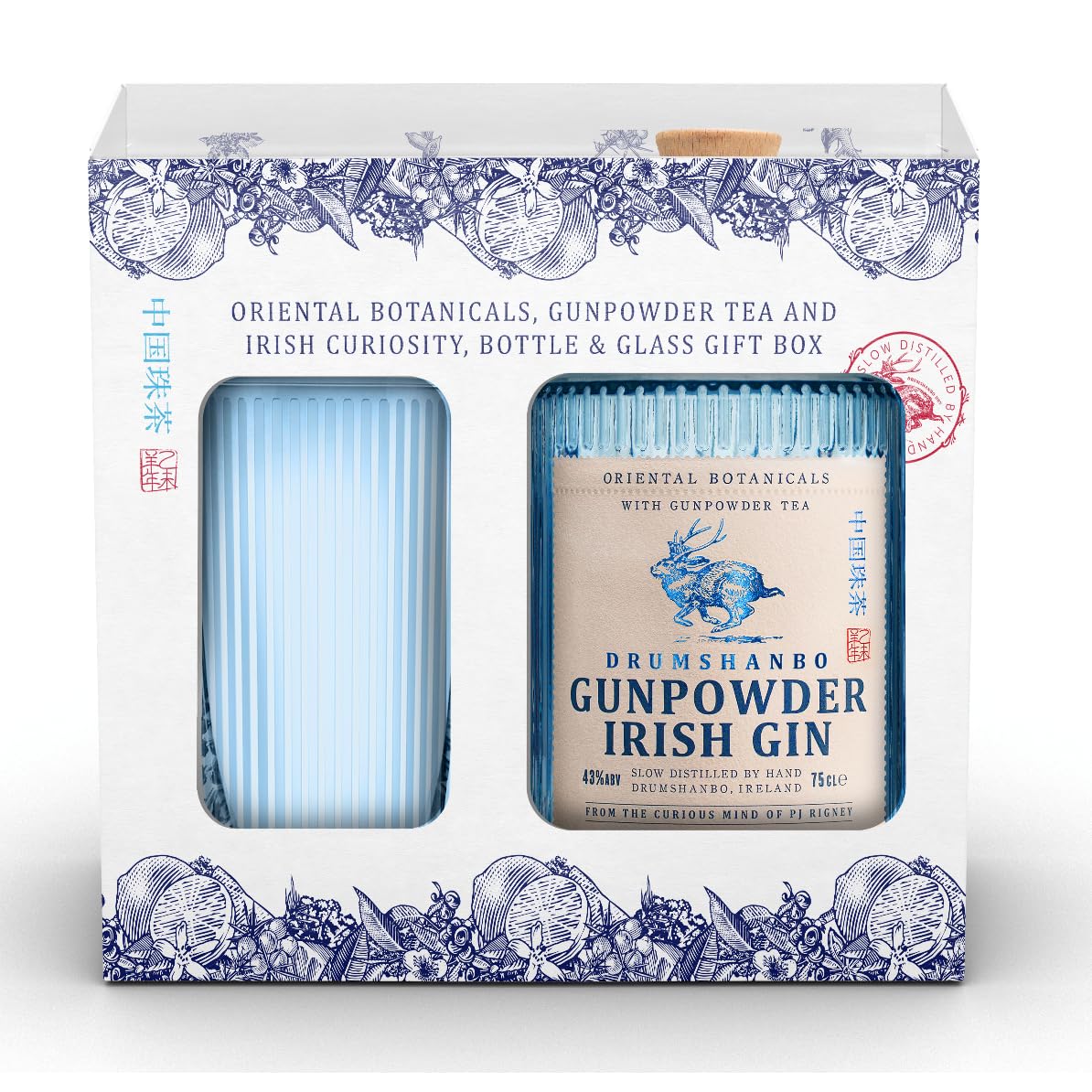 Drumshanbo Gunpowder Irish Gin Geschenkset – Gunpowder Tea & 12 Botanicals – 43 % vol – 700 ml – inkl. Glas