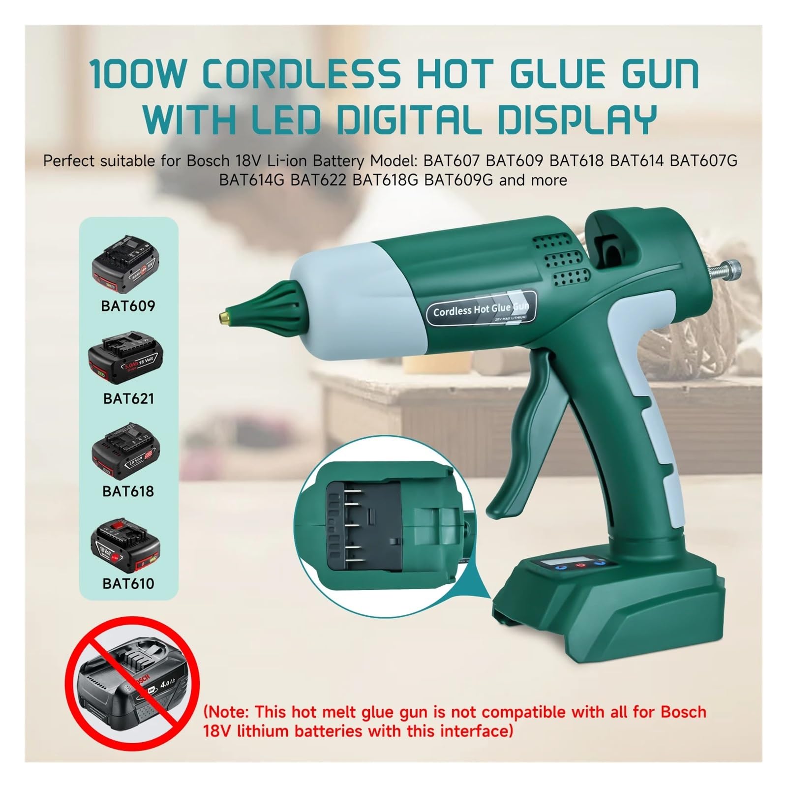 100W Bezprzewodowy Pistolet Do Klejenia Na Gorąco Z 10 Klejami W Sztyfcie Naprawa Zestaw Narzędzi DIY Elektronarzędzie Akumulatora Litowo-jonowego 18-20V Szybkie Nagrzewanie