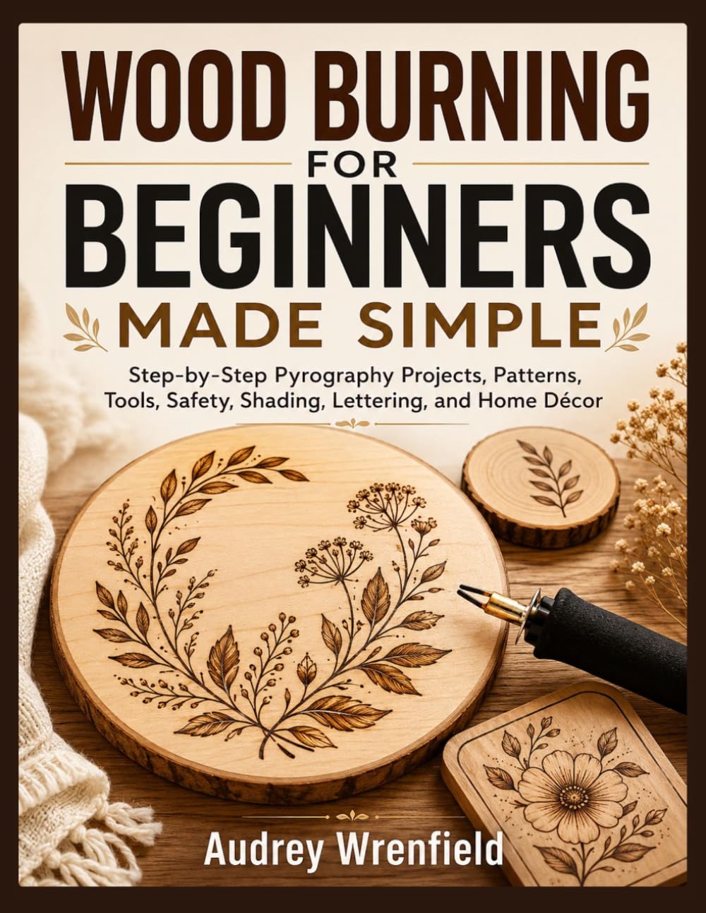 WOOD BURNING FOR BEGINNERS MADE SIMPLE: Step-by-Step Pyrography Projects, Patterns, Tools, Safety, Shading, Lettering, and Home Décor