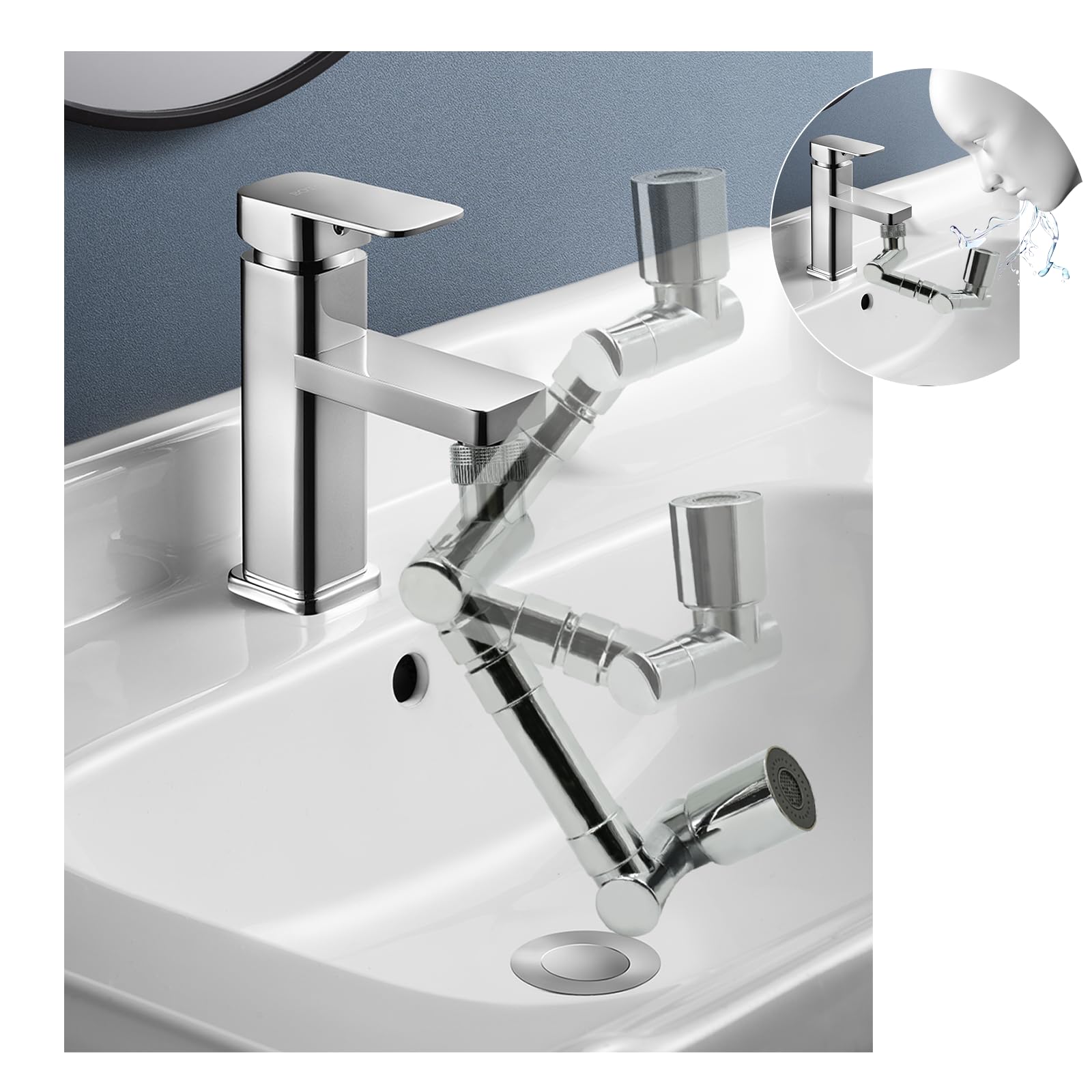 Locisne 360° Rotating Faucet Mechanical Arm, Two Speed Adjustment, Bubble Splash Prevention, Strong Pressure Boosting, Universal Faucet, Including Disassembly and Assembly Tools