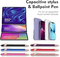 Vista 2 de 12 unidades 2 en 1 bolígrafo con punta de lápiz capacitivo, 1,0 mm de tinta negra, bolígrafo metálico con punta de lápiz capacitivo para pantallas