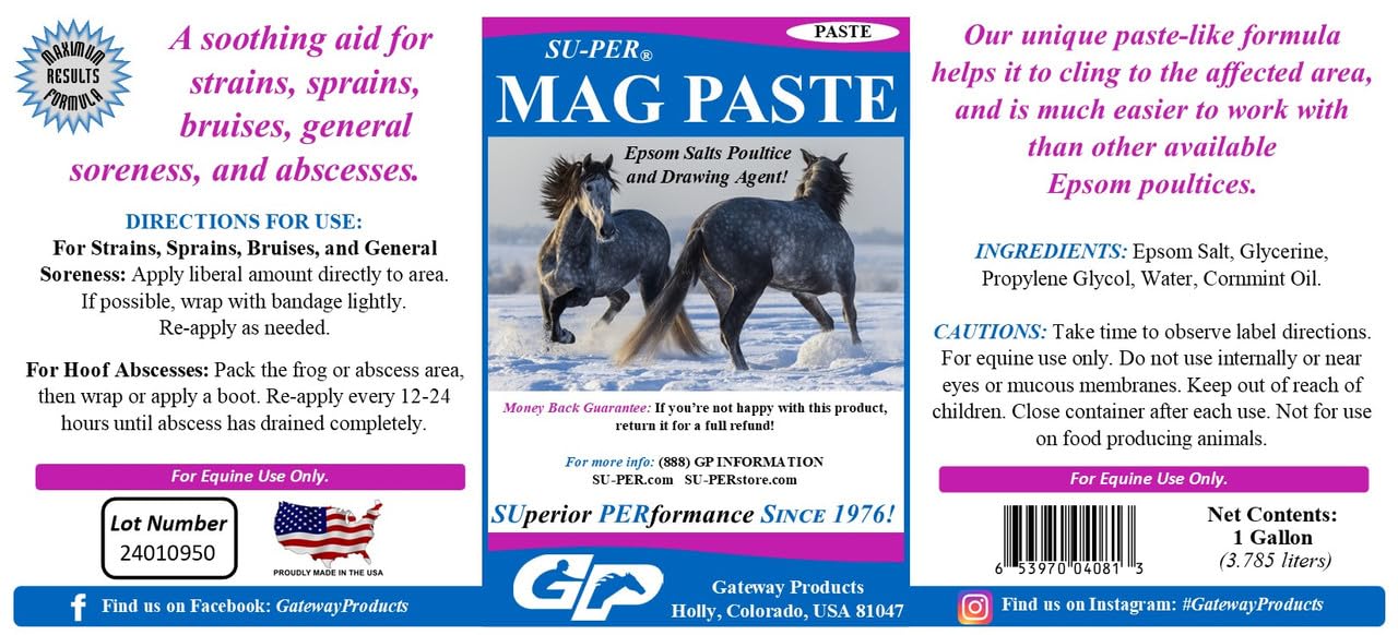 SU-PER Mag Paste Horse Poultice - Helps with Strains, Sprains, Bruises, Soreness, and Abscesses - Epsom Salts Poultice & Drawing Agent - 1 Gallon - image 2