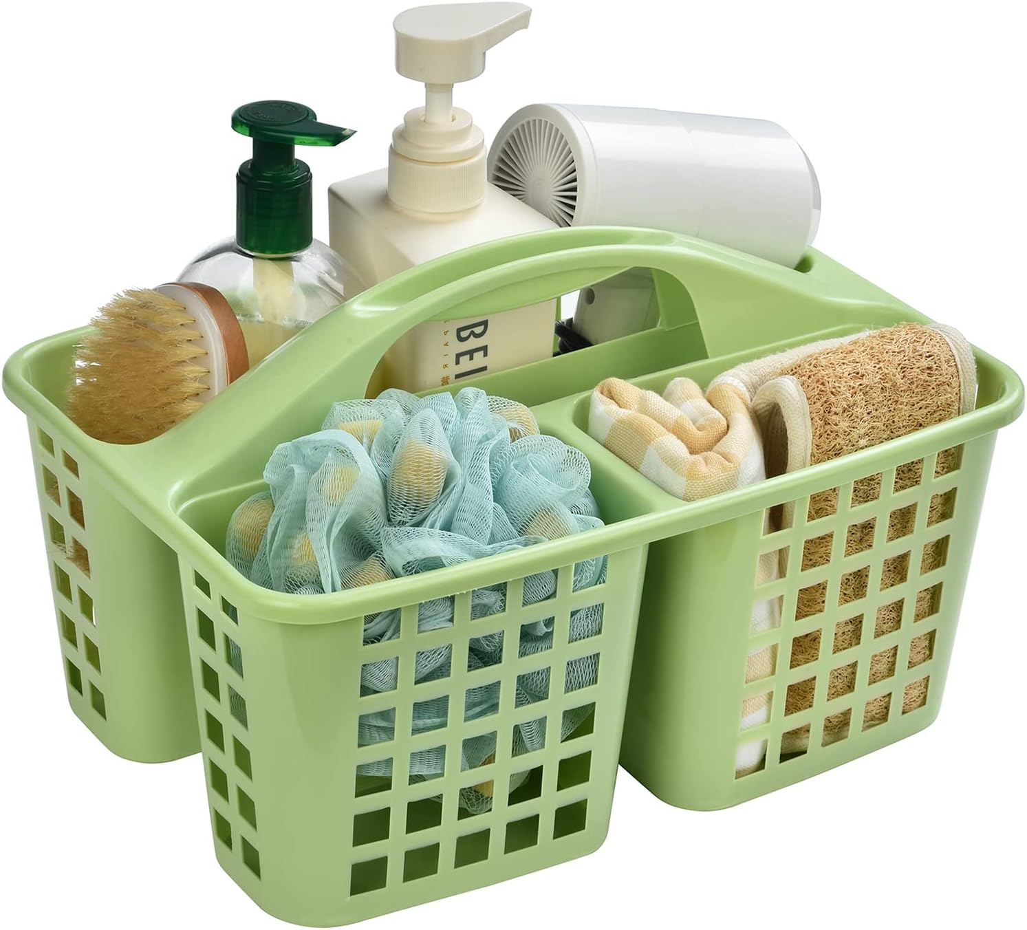 Haundry Plastic Shower Caddy Basket with 3 Compartments, Portable Divided Cleaning