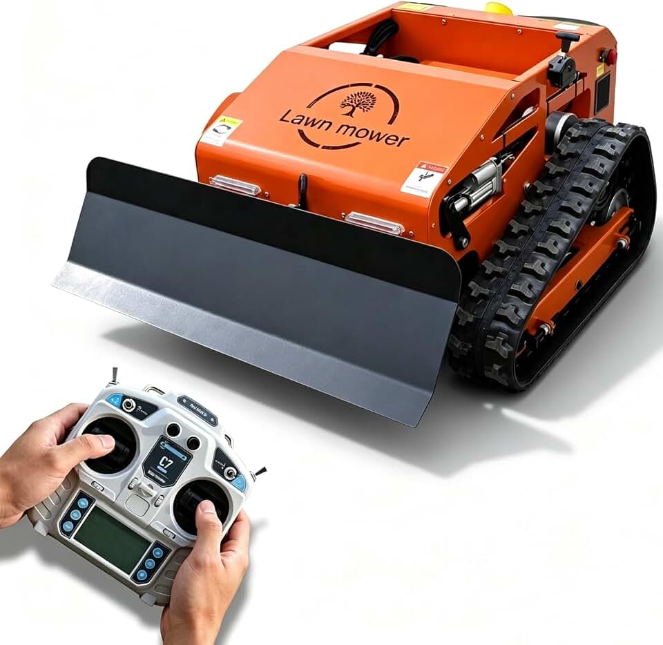 22in Remote Control Lawn Mower–600m Range, 9HP Gas-Electric Hybrid Power, Heavy Duty RC Brush Cutter for Hills, Slopes & Rough Terrain, Include Delivery & Unloading