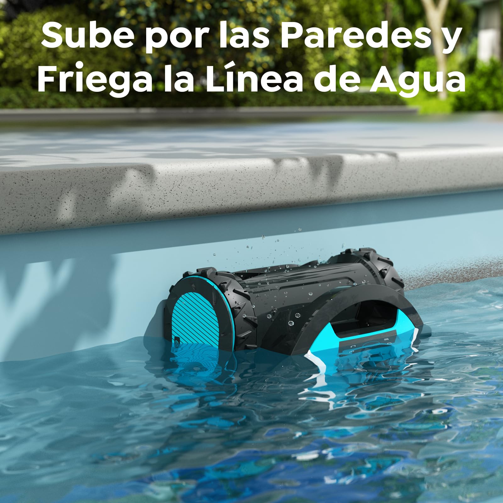Pleco Pro Robot Limpiafondos Piscina, Autonomía 210 Min, Doble Filtro, 7 Modos, Control App, Limpiafondos Piscina Automático, 200 m²,Negro Jet