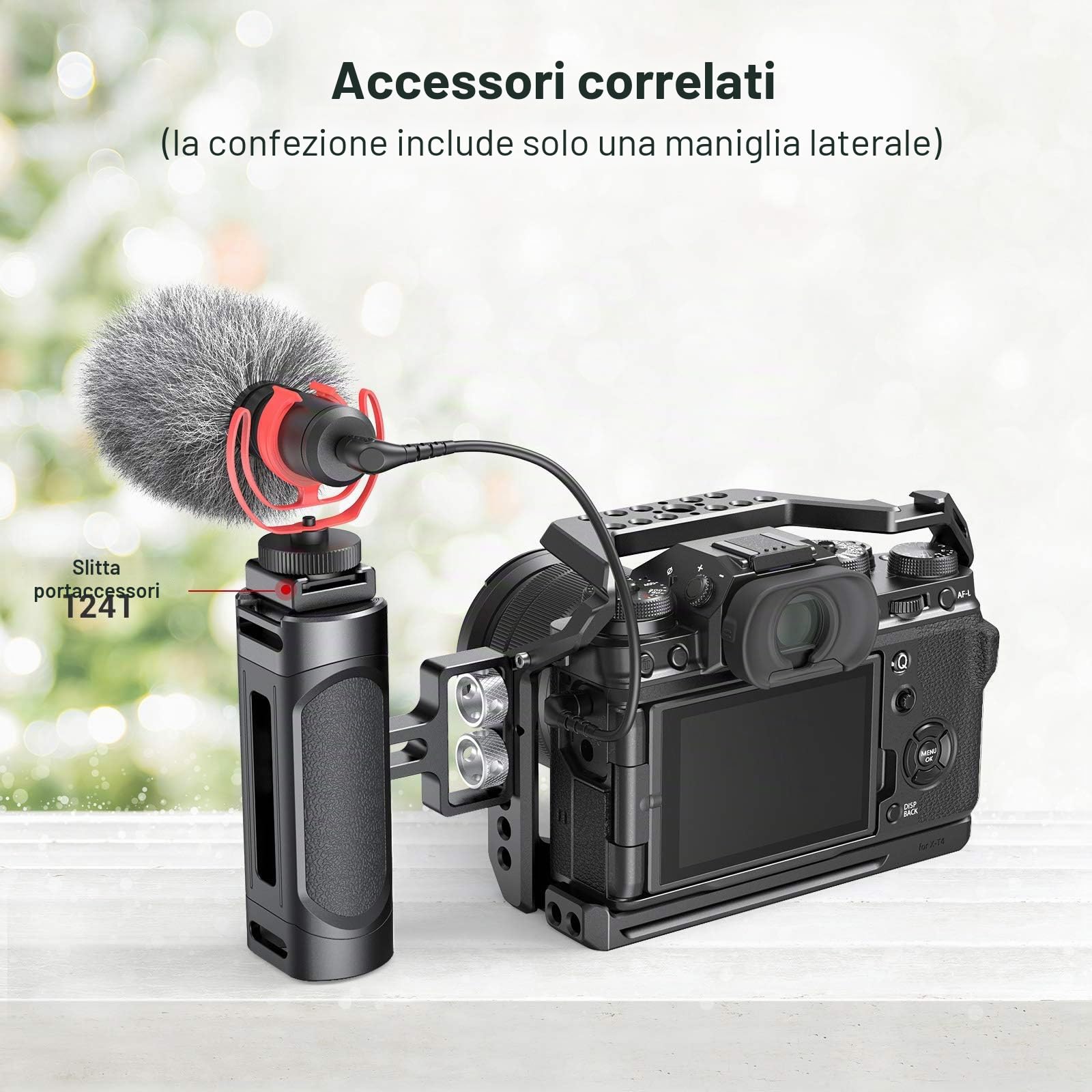SMALLRIG Mini Maniglia Laterale con Fori Filettati, Mini Maniglia Laterale Regolabile per Gabbia Della Fotocamera - 2916