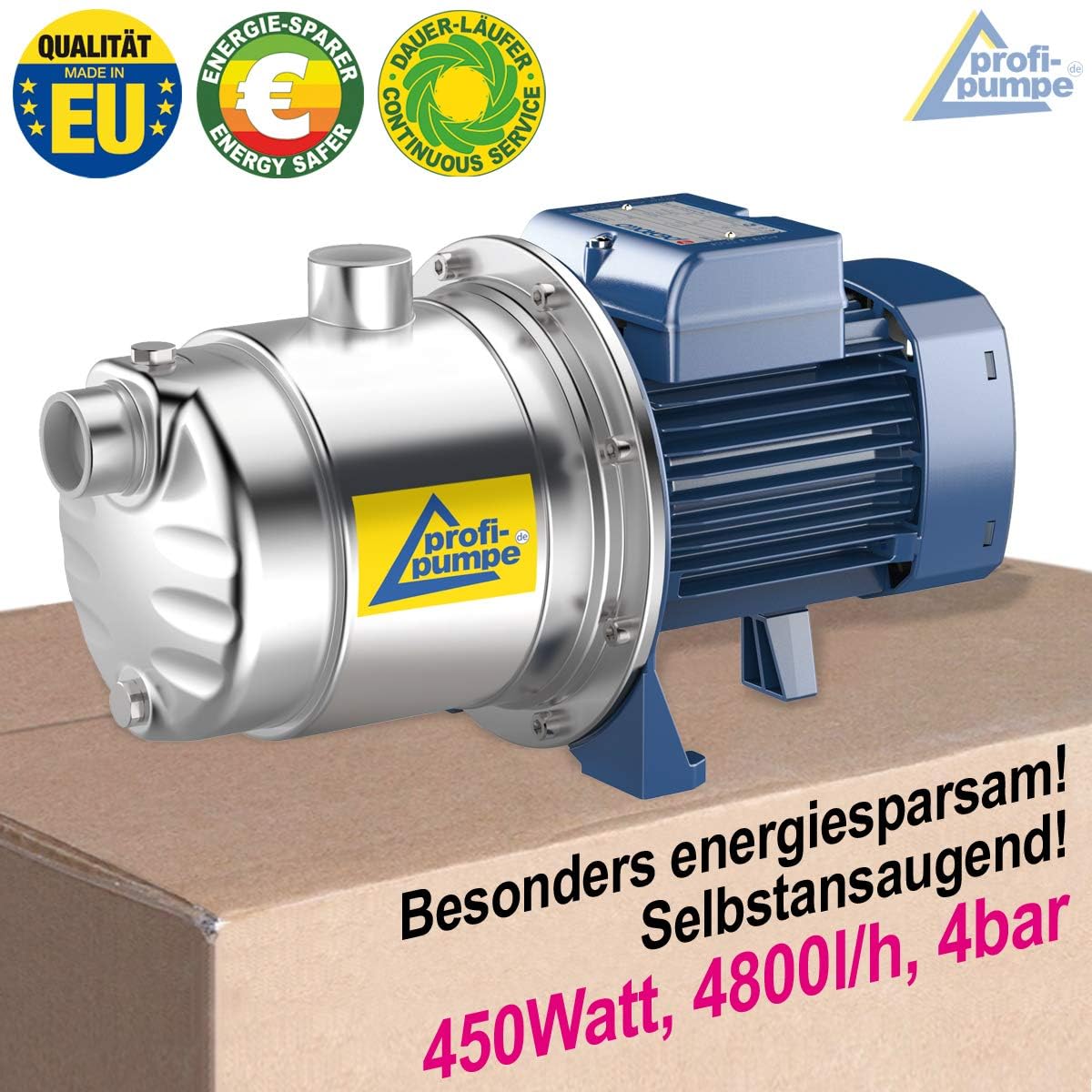 Hauswasserwerk Hauswasserautomat Inno-Tec 450 Selbstansaugende Kreiselpumpe 4-stufige leise Gartenpumpe f. klares Regenwasser Regenzisterne Wassertank Pumpensteuerung (7-KP02112S)