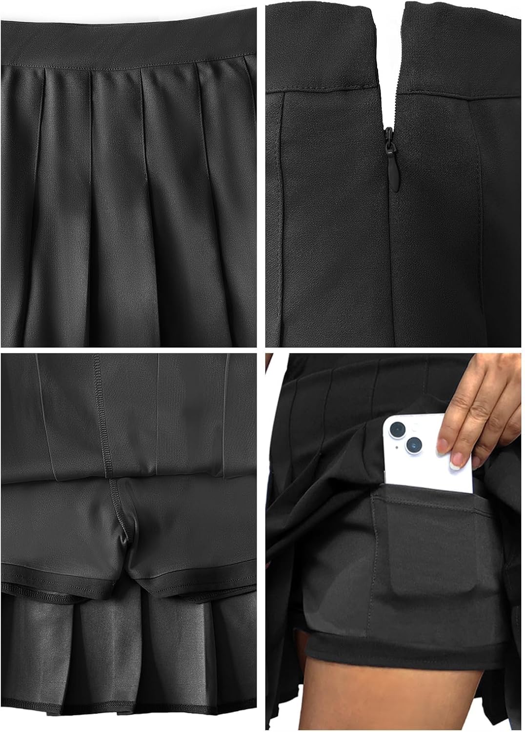 Women’s Pleated Tennis Skirt Mini School Uniform High Waist Stretchy Lining Shorts Basic Solid Skirts for Women - Image 5