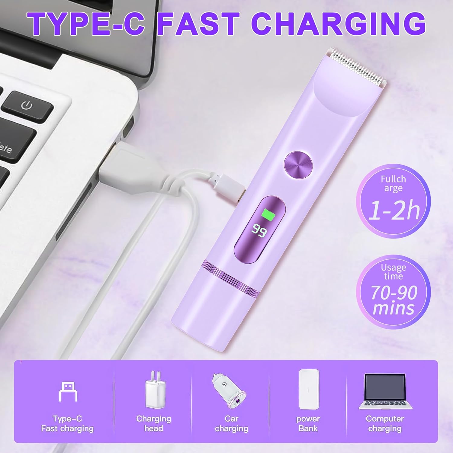 2025 Bikini Trimmer for Women, Cordless& Painless& Waterproof Dual Head Shaver for Women Private Area& Face& Body, 2-in-1 Electric Razors, Bikini Shaver, Hair Trimmer with LCD - Image 5