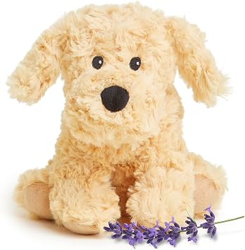 warmies Junior Microwavable & Weighted Stuffed Animals, Golden Dog - Heated Stuffed Animal Plushie for Warmth & Comfort - Cute Soft Plush Toys for Adults & Children Boys, Girls, Babies & Toddlers