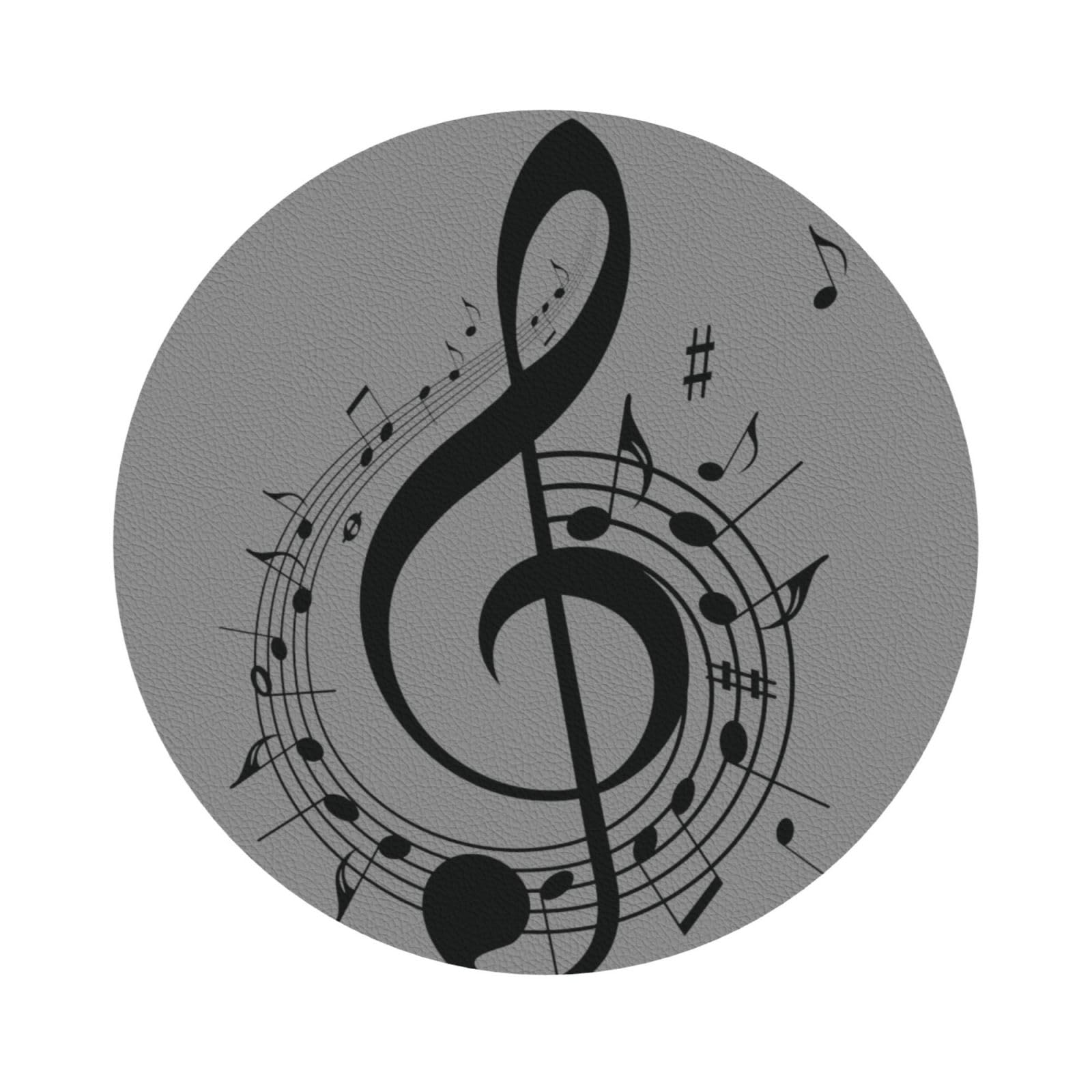 Music Symbol PU Leather Coasters Set of 6 Round Drink Coasters