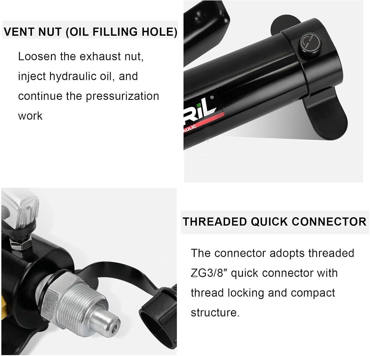 Manual Hydraulic Pump,10000PSI Hand Lifting Pump With 70cm Hose And ZG3/8 Thread, Max 700kg/㎝² High Pressure, Aluminum Pump Body for Hydraulic Tools standard,175cc Oil Content standard+gauge