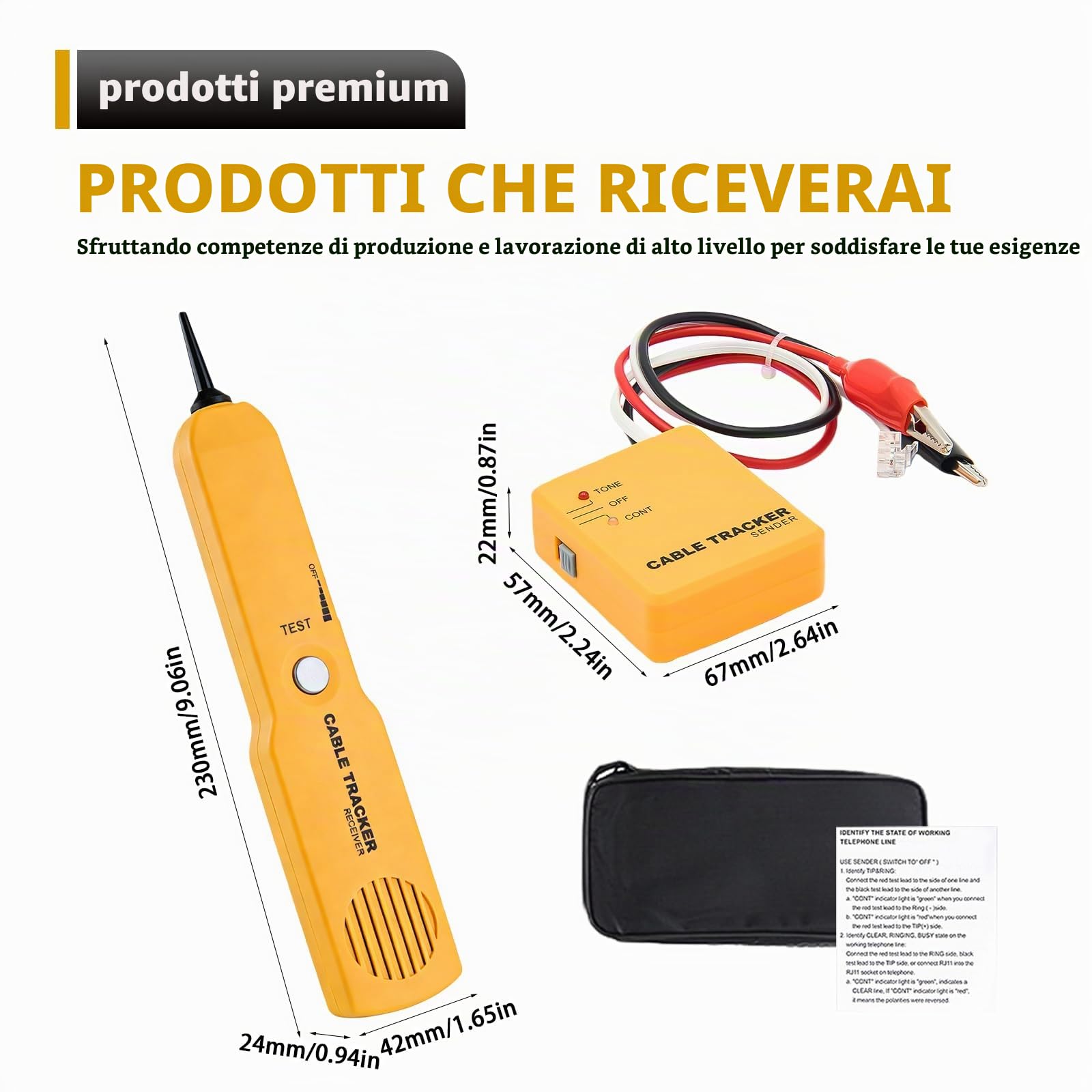 BAIFULAI Rilevatore di fili e generatore di suono, RJ11 Cable Tracker, tester di rete multifunzionale, tester per cavi con generatore di suono e kit di campioni per ricerca e tracciamento, test di