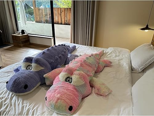 Miniatura 7 de Hofun4U - Almohada de felpa de cocodrilo, animal de peluche de cocodrilo de 67 pulgadas, decoración del hogar, regalo de Navidad, San Valentín,