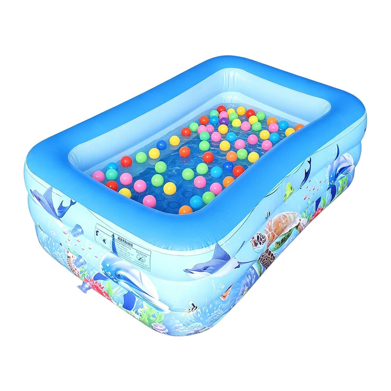 Piscina Gonfiabile | 140x89x43 cm Rettangolare Portatile | Vasche per Bambini Piccoli Gonfiabili | Per Nuotare Giardino Festa Estate Campeggio Ragazzi Ragazze 1-4 Anni