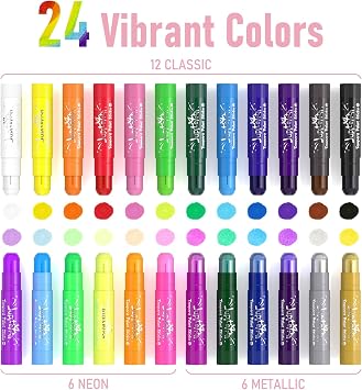 JUPITEARTH Paint Sticks for Kids 24 Colors, Fast-Drying, Smooth