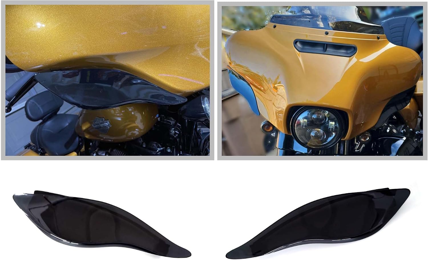 Harley Windshield Air Deflector Side Wing Extended Side Wing for Touring Street Glide Electra Glide Ultra Limited 2014-2024 (Black)