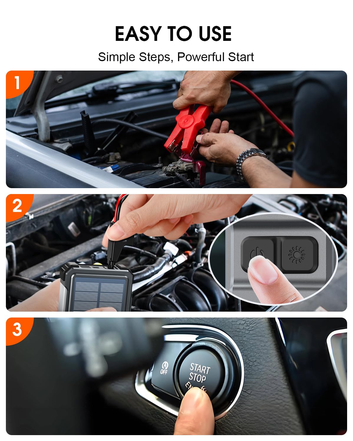 Solar Jump Starter 5000A Peak 12V Car Battery Jump Starter for Up to 10 0L Gas 6 0L — view 9